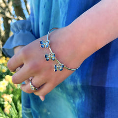 Holly Blue 3-Butterfly Enamel Bangle by Sheila Fleet Jewellery