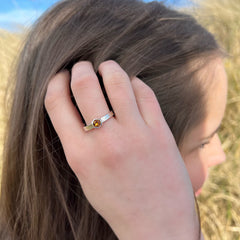 Honeycomb Silver Hexagon Ring with 4mm Citrine by Sheila Fleet Jewellery