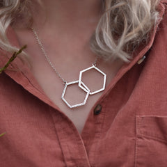 Honeycomb Large Double Link Necklace in Sterling Silver by Sheila Fleet Jewellery