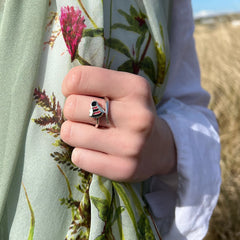 Bumblebee Sterling Silver Ring in Hot Pink Enamel by Sheila Fleet Jewellery