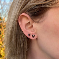 Secret Hearts Petite Stud Earrings in Red Enamel