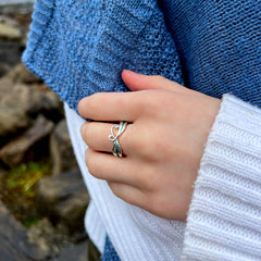 New Wave Sterling Silver Ring in Peacock Enamel by Sheila Fleet Jewellery