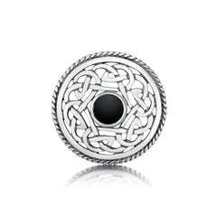 Celtic Brooch in Sterling Silver with Onyx by Sheila Fleet Jewellery
