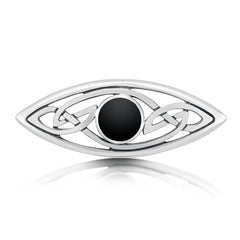 Celtic Oval Brooch in Sterling Silver with Onyx by Sheila Fleet Jewellery