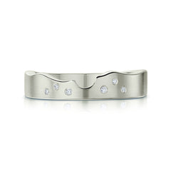 River Ripples Wedding Band in Platinum with Diamonds by Sheila Fleet Jewellery
