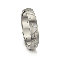 Ogham Small Ring in Platinum with Diamonds by Sheila Fleet Jewellery