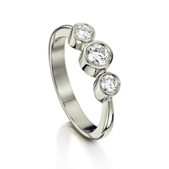 Trilogy Diamond Ring in Platinum by Sheila Fleet Jewellery