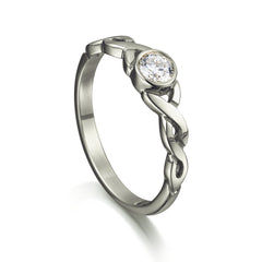 Celtic Twist 0.22ct Diamond Solitaire Ring in Platinum by Sheila Fleet Jewellery
