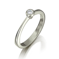 Contemporary 0.1ct Solitaire Diamond Ring in Platinum by Sheila Fleet Jewellery
