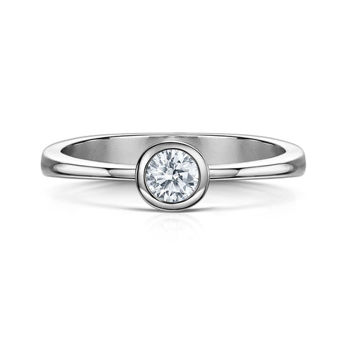 Contemporary 0.25ct Solitaire Diamond Ring in Platinum by Sheila Fleet Jewellery
