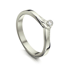 New Wave Diamond Solitaire Ring in Platinum by Sheila Fleet Jewellery