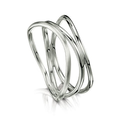 Triple Stacking Wave Ring in Platinum by Sheila Fleet Jewellery