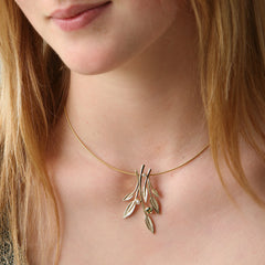 Rowan Dress Necklace in 9ct Yellow Gold with Peridot, Pearl & Diamond by Sheila Fleet Jewellery