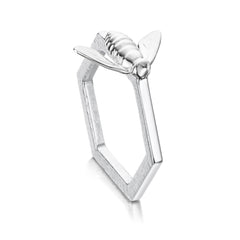 Honeycomb Sterling Silver Hexagon Ring with Honeybee by Sheila Fleet Jewellery