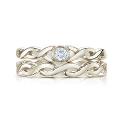Celtic Twist Solitaire Ring Set in 18ct White Gold