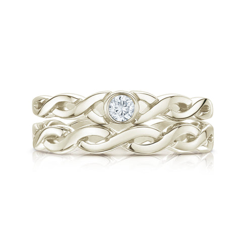 Celtic Twist Solitaire Ring Set in 9ct White Gold