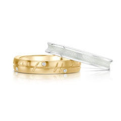 Ogham Diamond 9ct Yellow Gold & Halo ‘Crystal’ Enamel Ring Set