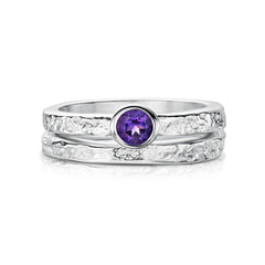 Matrix Amethyst Ring Set in Sterling Silver