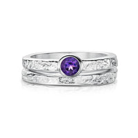 Matrix Amethyst Ring Set in Sterling Silver