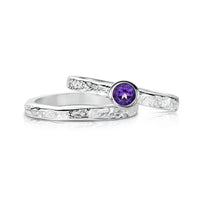 Matrix Amethyst Ring Set in Sterling Silver