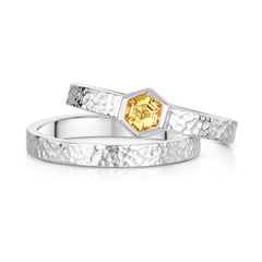 Honeycomb 4mm Citrine Hexagon Ring Set in Sterling Silver by Sheila Fleet Jewellery