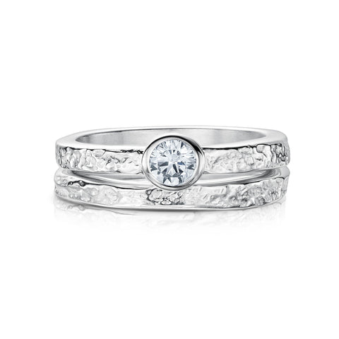 Matrix Cubic Zirconia Ring Set in Sterling Silver