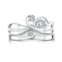 New Wave ‘Crystal’ Enamel CZ Ring Set in Sterling Silver by Sheila Fleet Jewellery