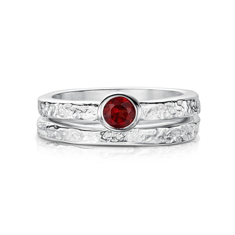 Matrix Garnet Ring Set in Sterling Silver