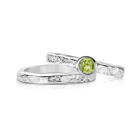 Matrix Peridot Ring Set in Sterling Silver by Sheila Fleet Jewellery