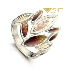 Seasons 18ct Scottish Gold Large Ring in Autumn Enamel by Sheila Fleet Jewellery