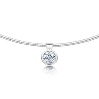 Cubic Zirconia Solitaire Necklace in Sterling Silver