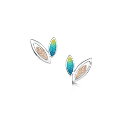 Seasons Gold Leaves Small Stud Earrings in Summer Enamel by Sheila Fleet Jewellery