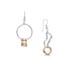 Wave Surfers Drop Earrings in Silver, 9ct Yellow & Rose Gold by Sheila Fleet Jewellery