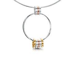 Wave Surfers 8-ring Necklace in Silver, 9ct Yellow & Rose Gold by Sheila Fleet Jewellery