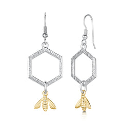 Honeycomb Large Drop Earrings in Sterling Silver by Sheila Fleet Jewellery