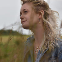 Honeycomb Small Hoop Earrings with 9ct Yellow Gold Bee by Sheila Fleet Jewellery