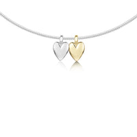 Secret Hearts Silver Diamond Necklace with 9ct Yellow Gold & Red Enamel