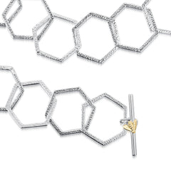 Honeycomb Full Silver Necklace with 9ct Yellow Gold Honeybee by Sheila Fleet Jewellery