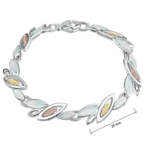 Seasons Gold Leaves Bracelet in Winter Enamel by Sheila Fleet Jewellery
