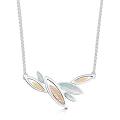 Seasons Gold Leaves Necklace in Winter Enamel by Sheila Fleet Jewellery