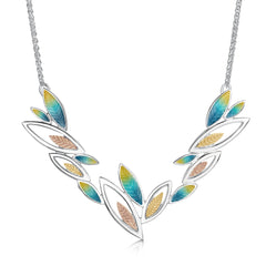 Seasons Gold Leaves Dress Necklace in Summer Enamel by Sheila Fleet Jewellery