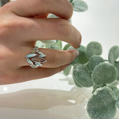Seasons Gold Leaves Ring in Winter Enamel by Sheila Fleet Jewellery