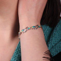 Seasons Gold Leaves Bracelet in Spring Enamel by Sheila Fleet Jewellery