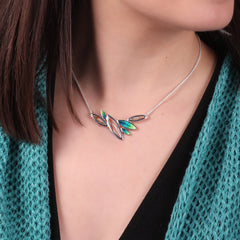 Seasons Gold Leaves Necklace in Spring Enamel by Sheila Fleet Jewellery