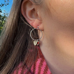 Secret Hearts Diamond Drop Earrings in Silver, Enamel & 9ct Yellow Gold by Sheila Fleet Jewellery