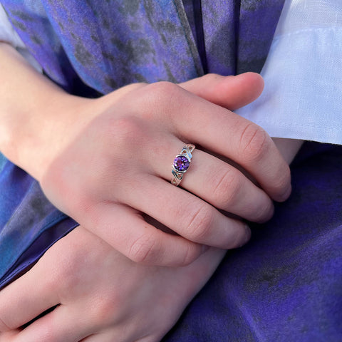 Thistle Ring with 6mm Amethyst by Sheila Fleet Jewellery