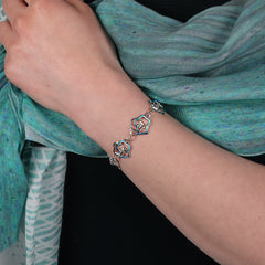 Tidal Islands Cubic Zirconia Bracelet in Peacock Enamel by Sheila Fleet Jewellery