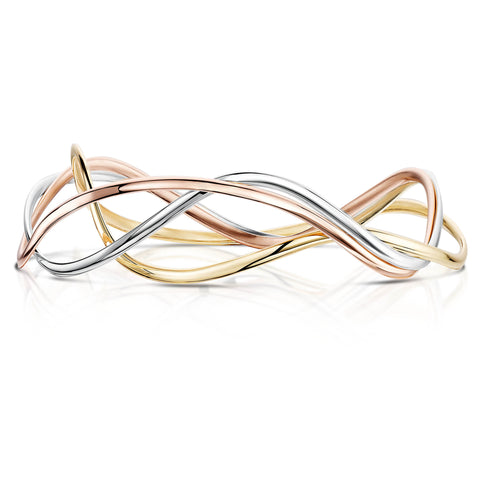 Tidal 3-part Bangle in 9ct Yellow, White & Rose Gold
