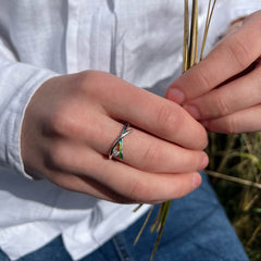 Wild Grasses Cubic Zirconia Ring in Meadow Enamel by Sheila Fleet Jewellery