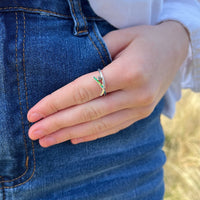 Wild Grasses Cubic Zirconia Ring in Meadow Enamel by Sheila Fleet Jewellery